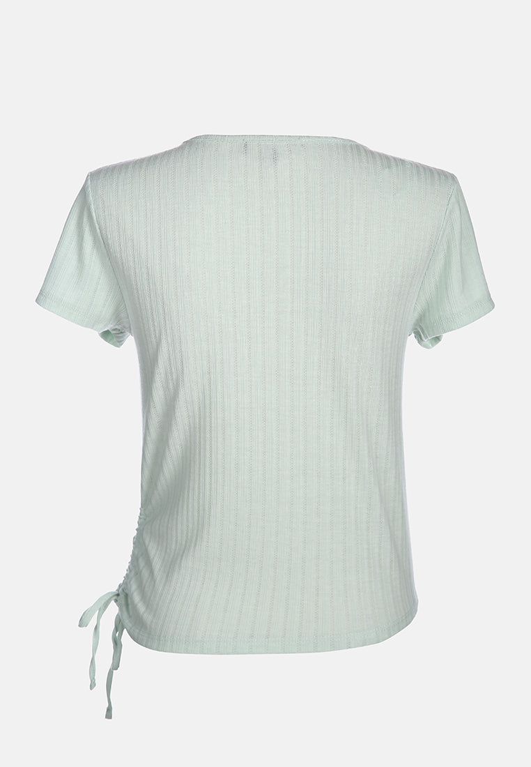 solid rib knit wrap top#color_sage-green