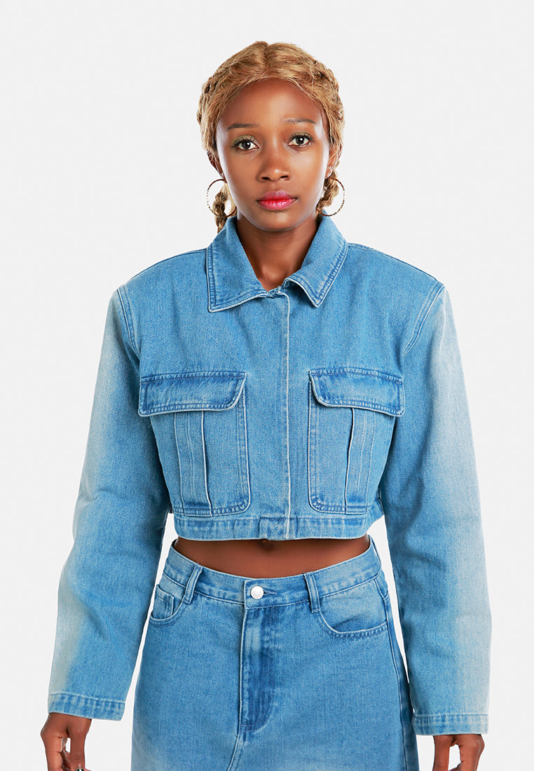 solid shoulder padded denim jacket by ruw#color_mid-blue