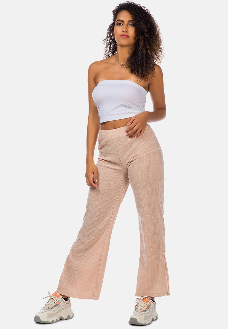 solid side slit trousers#color_beige