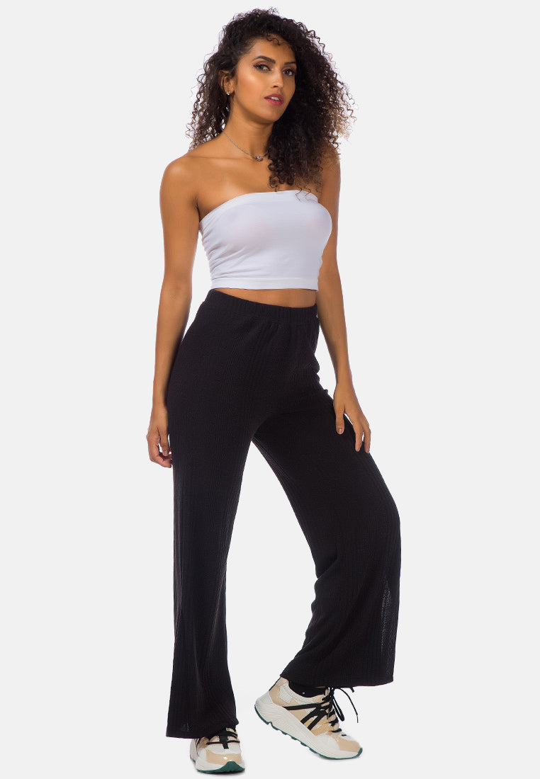 solid side slit trousers#color_black