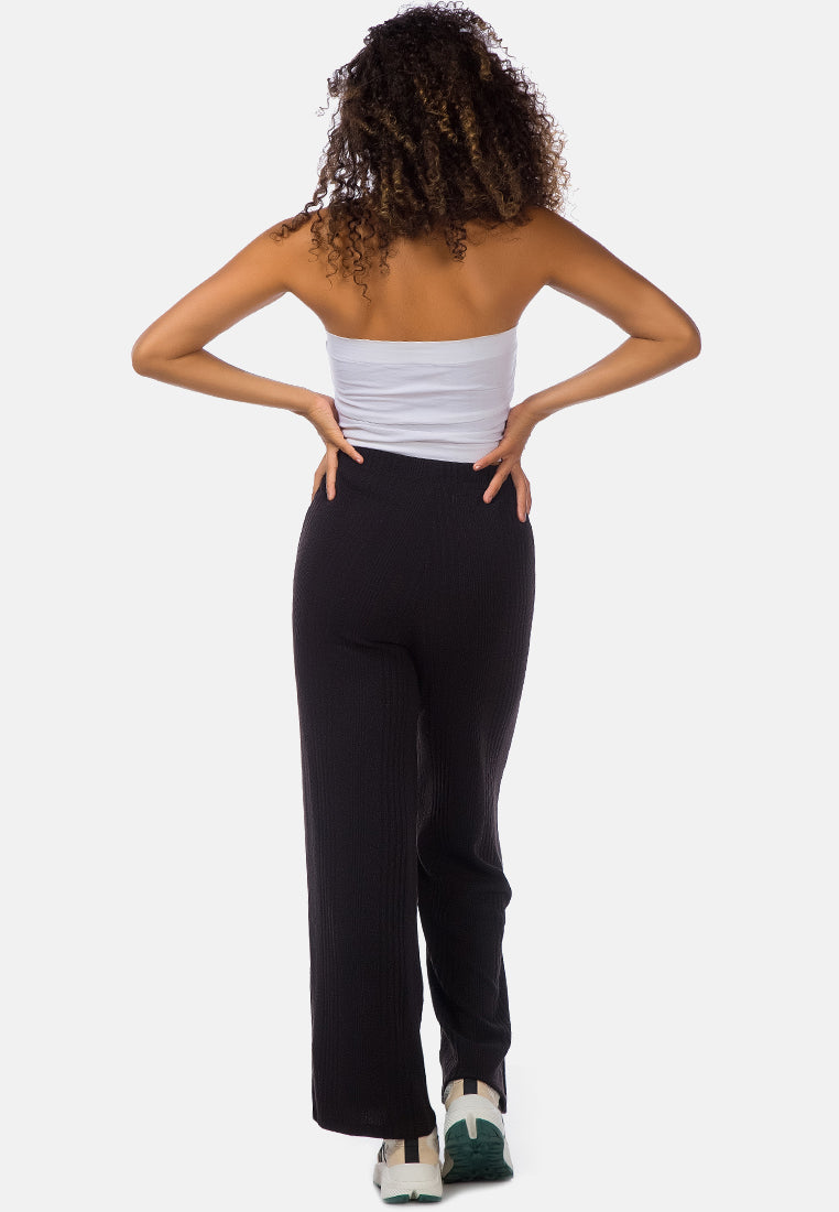 solid side slit trousers#color_black