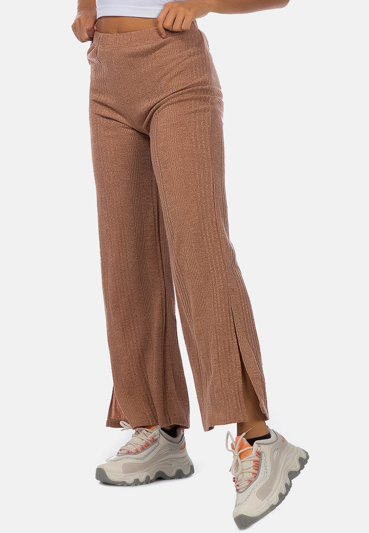 solid side slit trousers#color_mocha