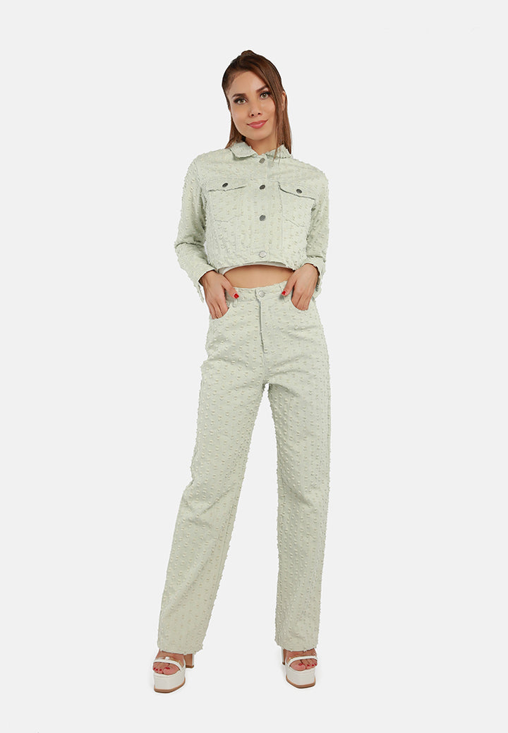 solid textured dobby crop jacket#color_sage