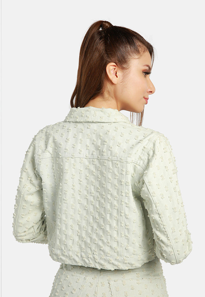 solid textured dobby crop jacket#color_sage
