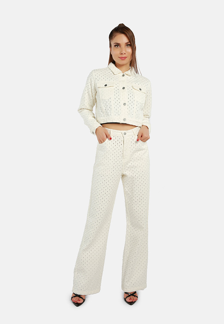solid textured dobby crop jacket#color_white