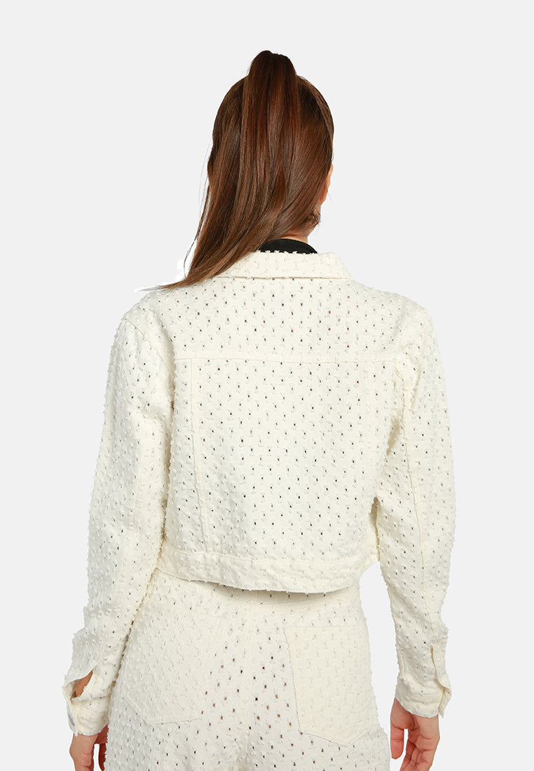 solid textured dobby crop jacket#color_white