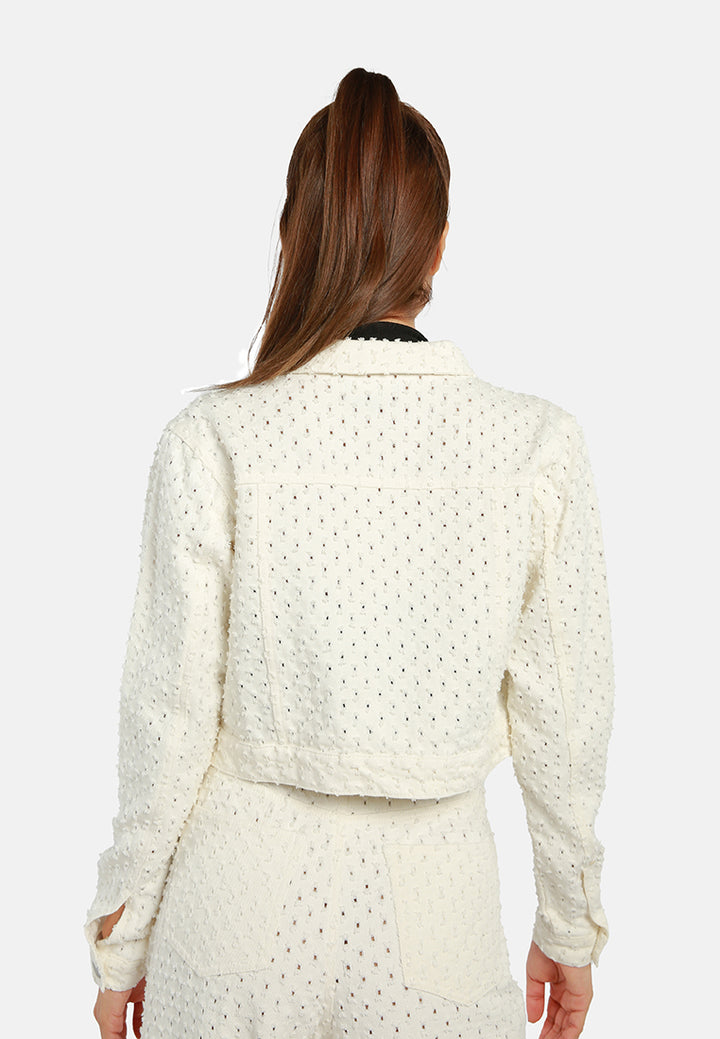 solid textured dobby crop jacket#color_white