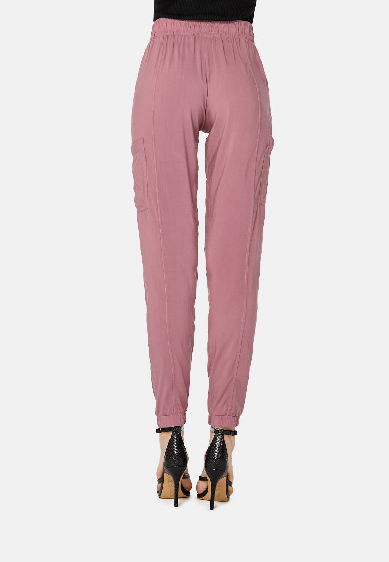 solid trousers with drawstring#color_purple