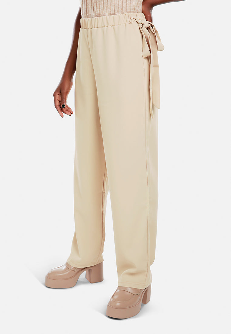 high waist comfy elastic pants#color_khaki