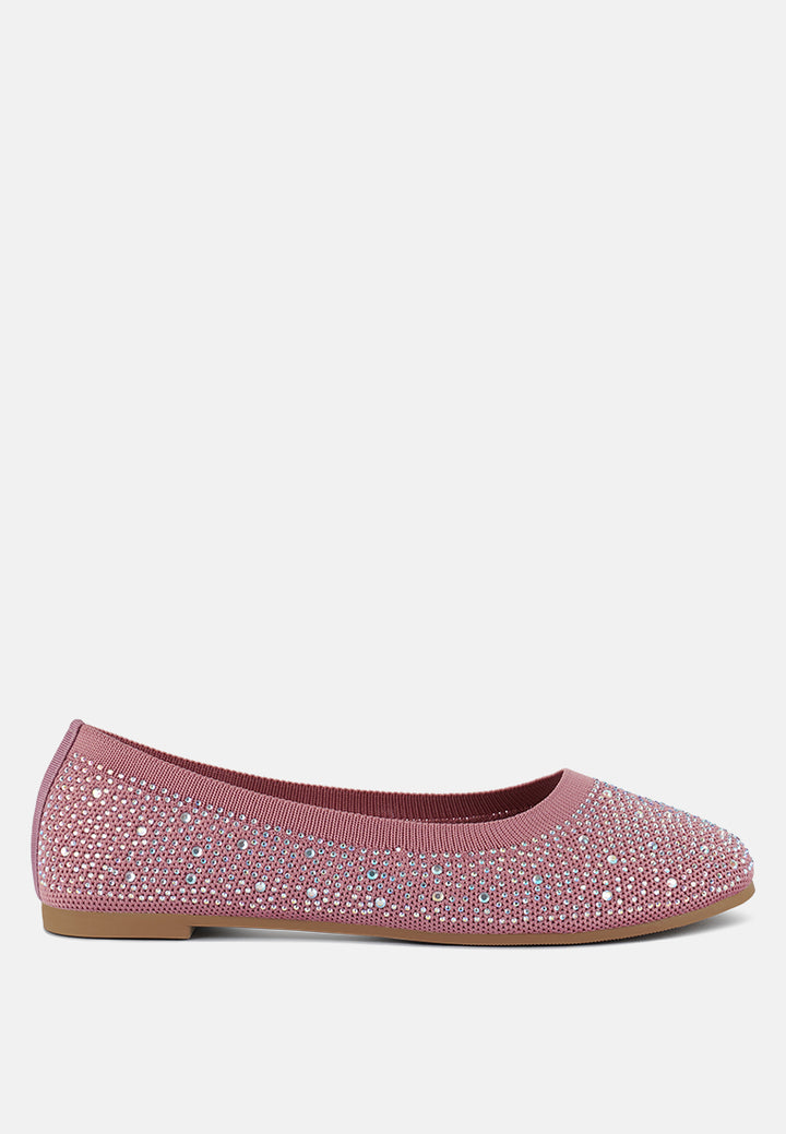 rhinestones embellished ballet flats by ruw#color_pink