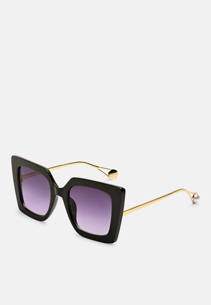 stare game square frame oversized sunglasses#color_black