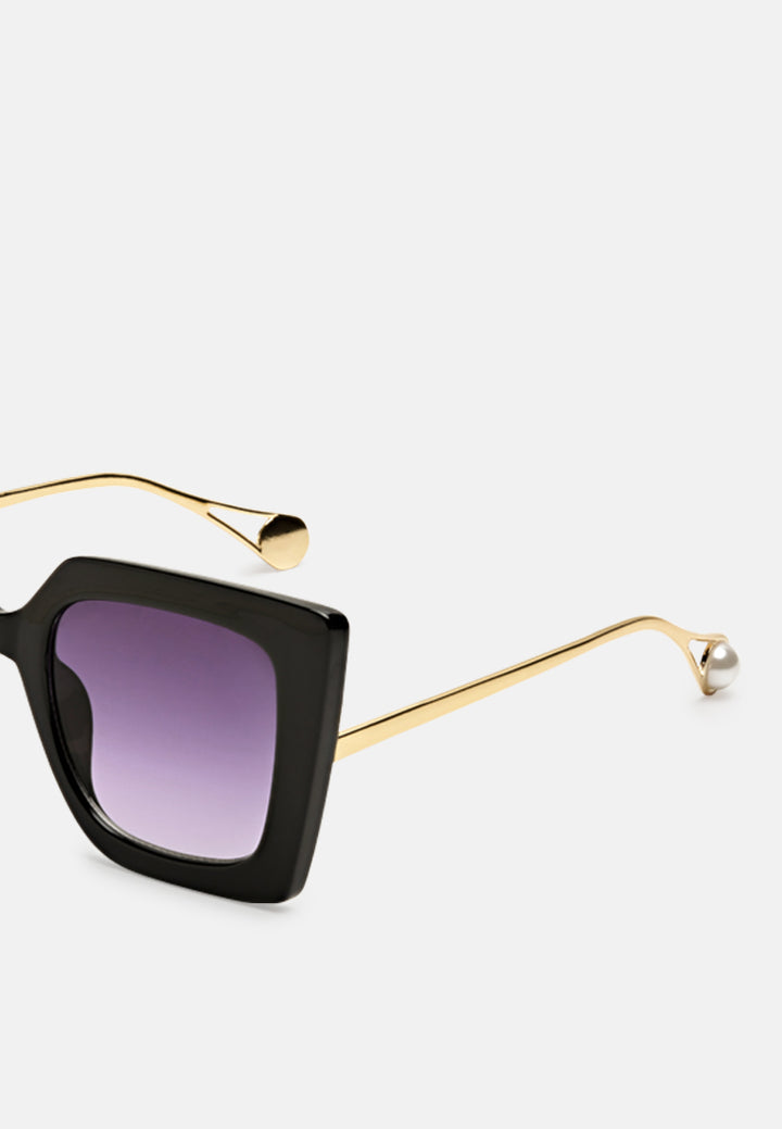 stare game square frame oversized sunglasses#color_black