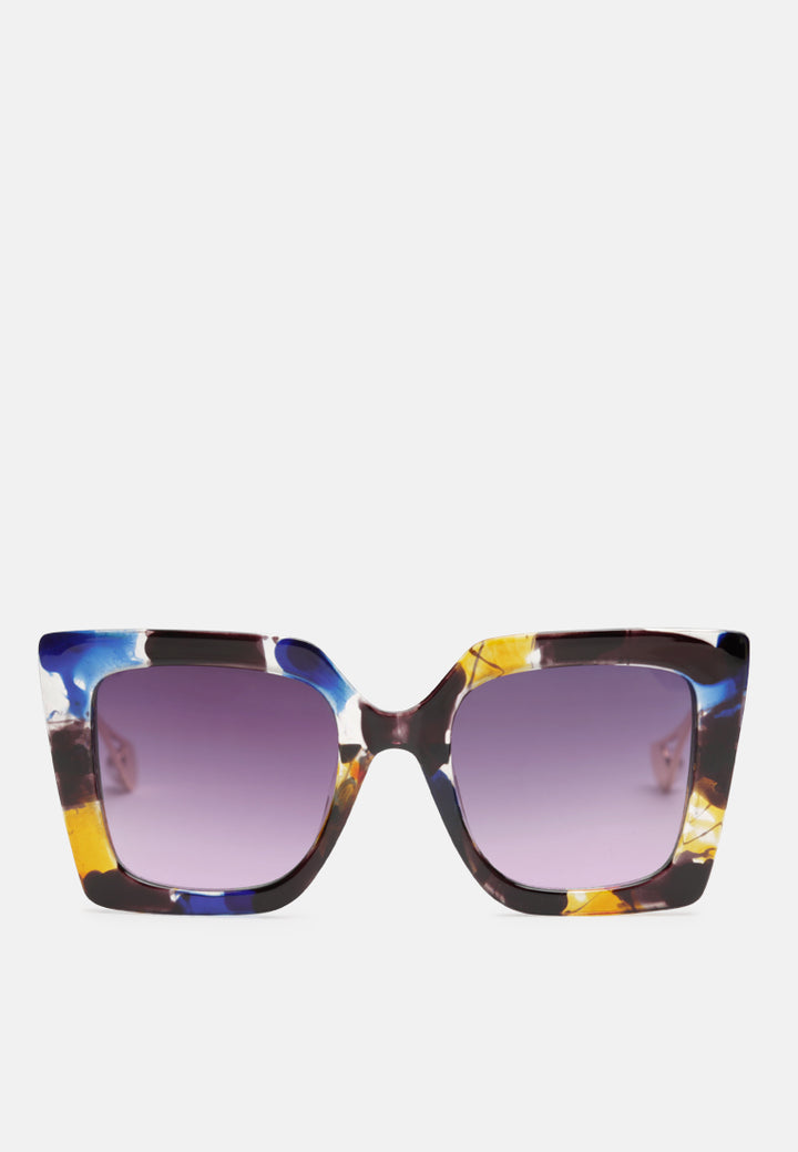 stare game square frame oversized sunglasses#color_flowers