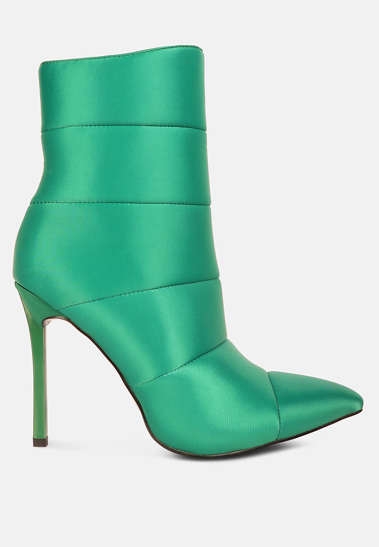 status quo high heeled quilted satin boot#color_green