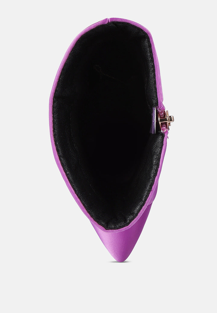 status quo high heeled quilted satin boot#color_purple