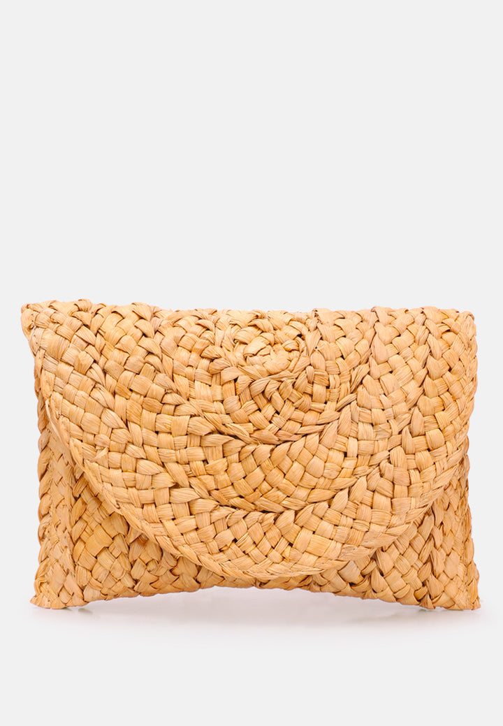 straw rope clutch bag#color_coffee