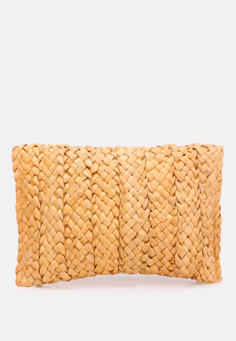 straw rope clutch bag#color_coffee