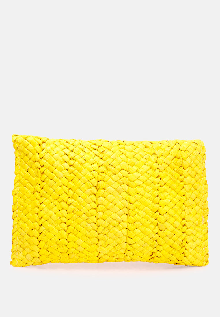 straw rope clutch bag#color_yellow