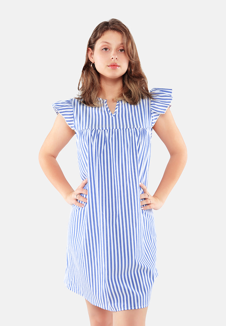 striped casual mini dress#color_blue