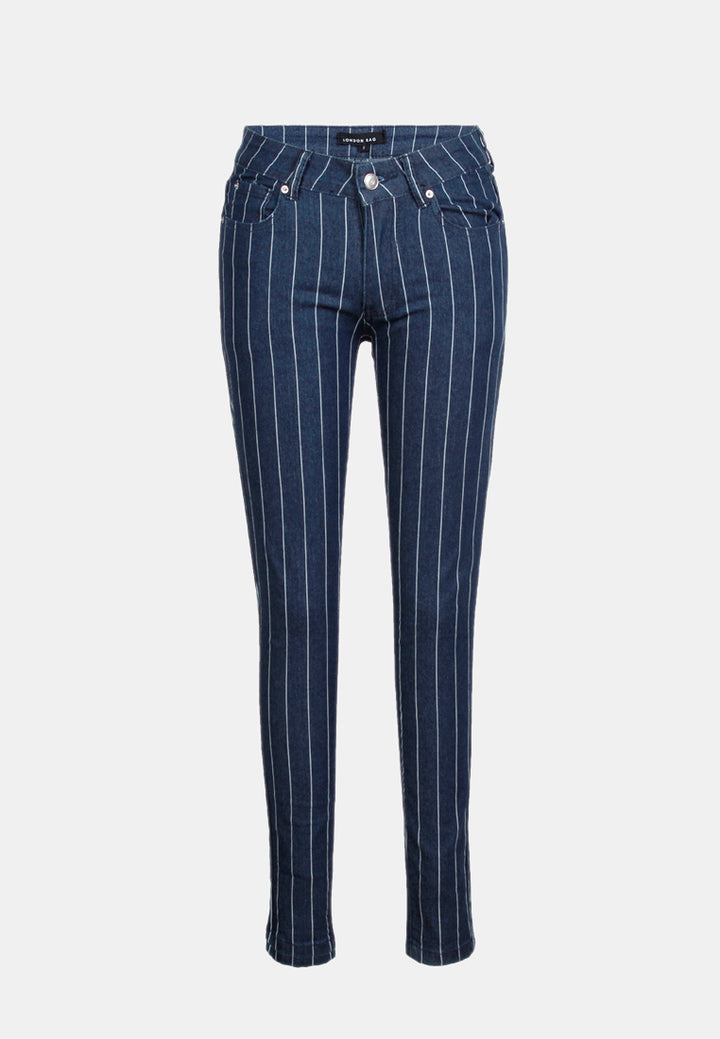 striped skinny jeans