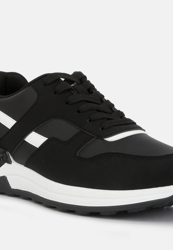 suede paneling detail sneakers#color_black