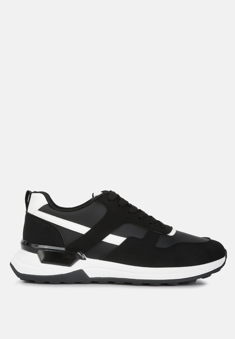 suede paneling detail sneakers#color_black