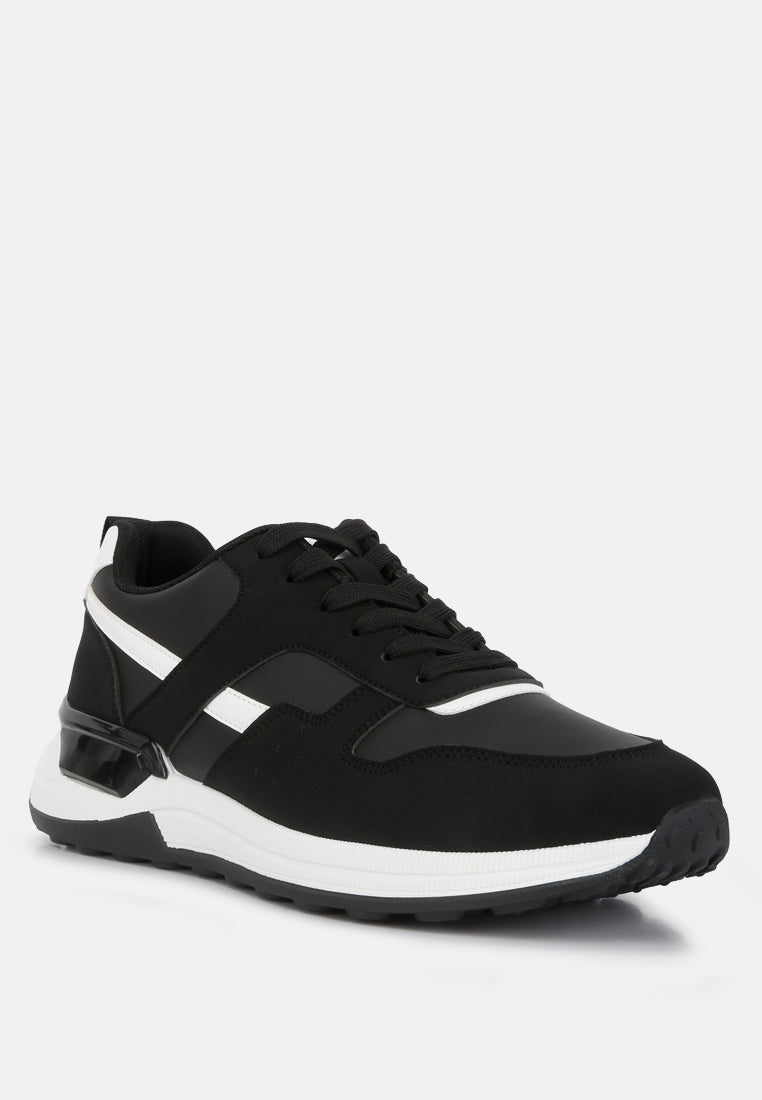 suede paneling detail sneakers#color_black