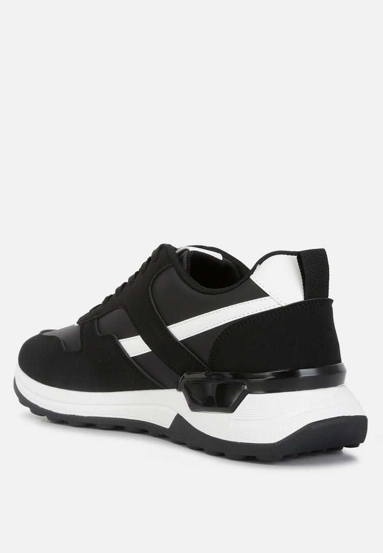 suede paneling detail sneakers#color_black