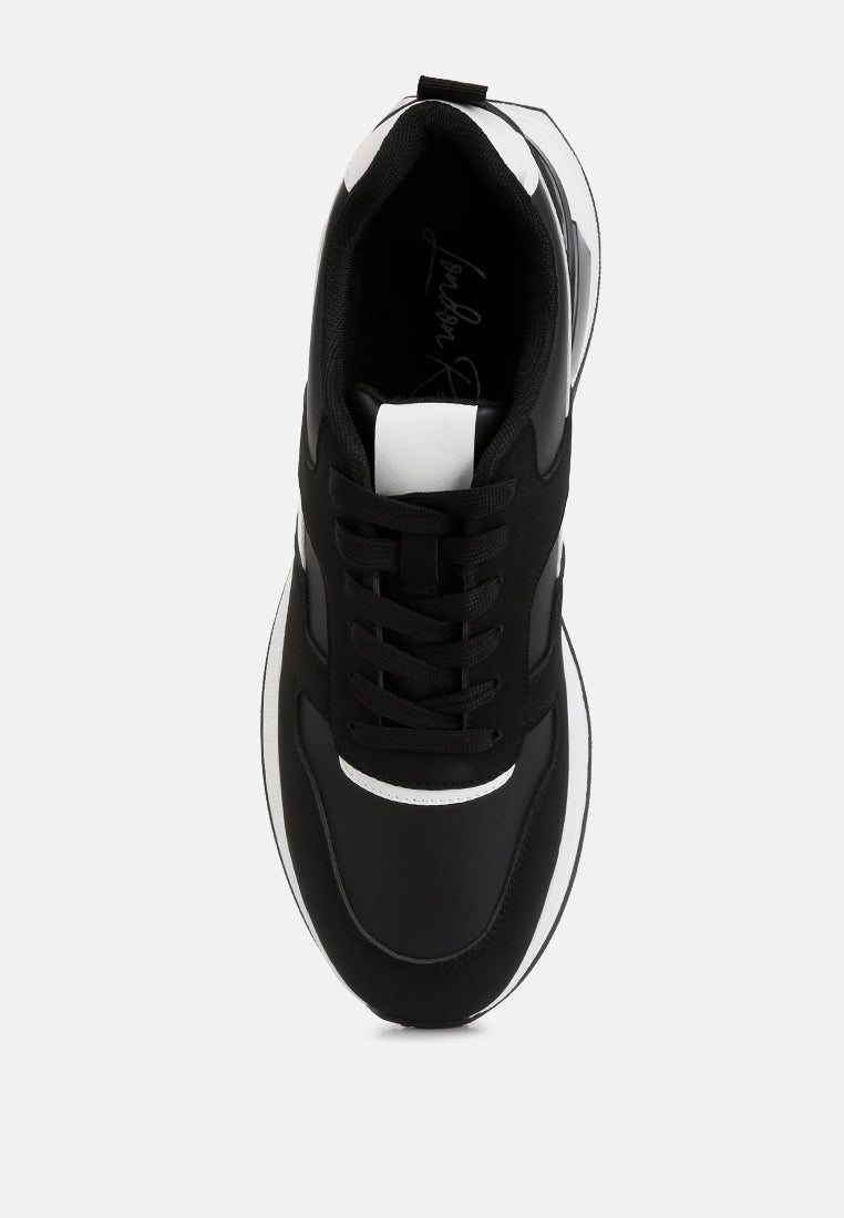 suede paneling detail sneakers#color_black