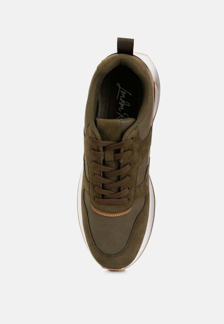 suede paneling detail sneakers#color_khaki