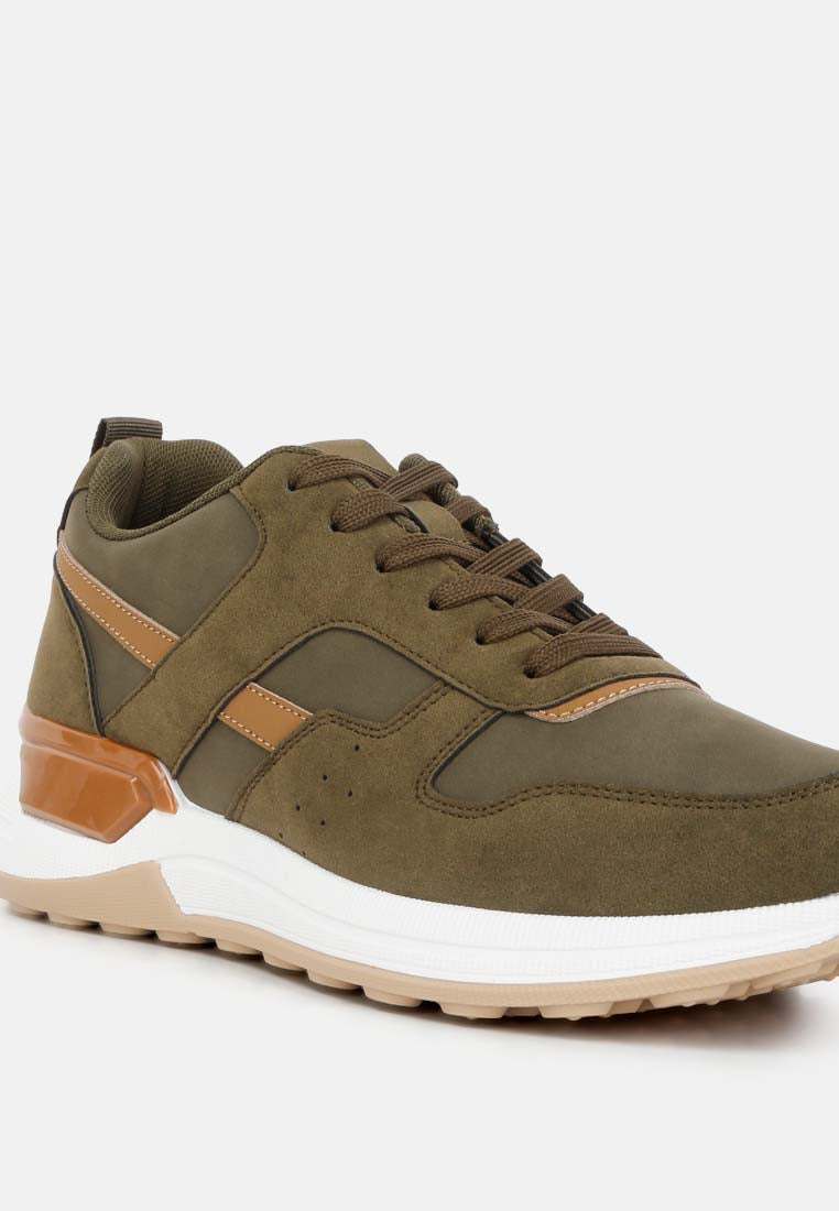 suede paneling detail sneakers#color_khaki