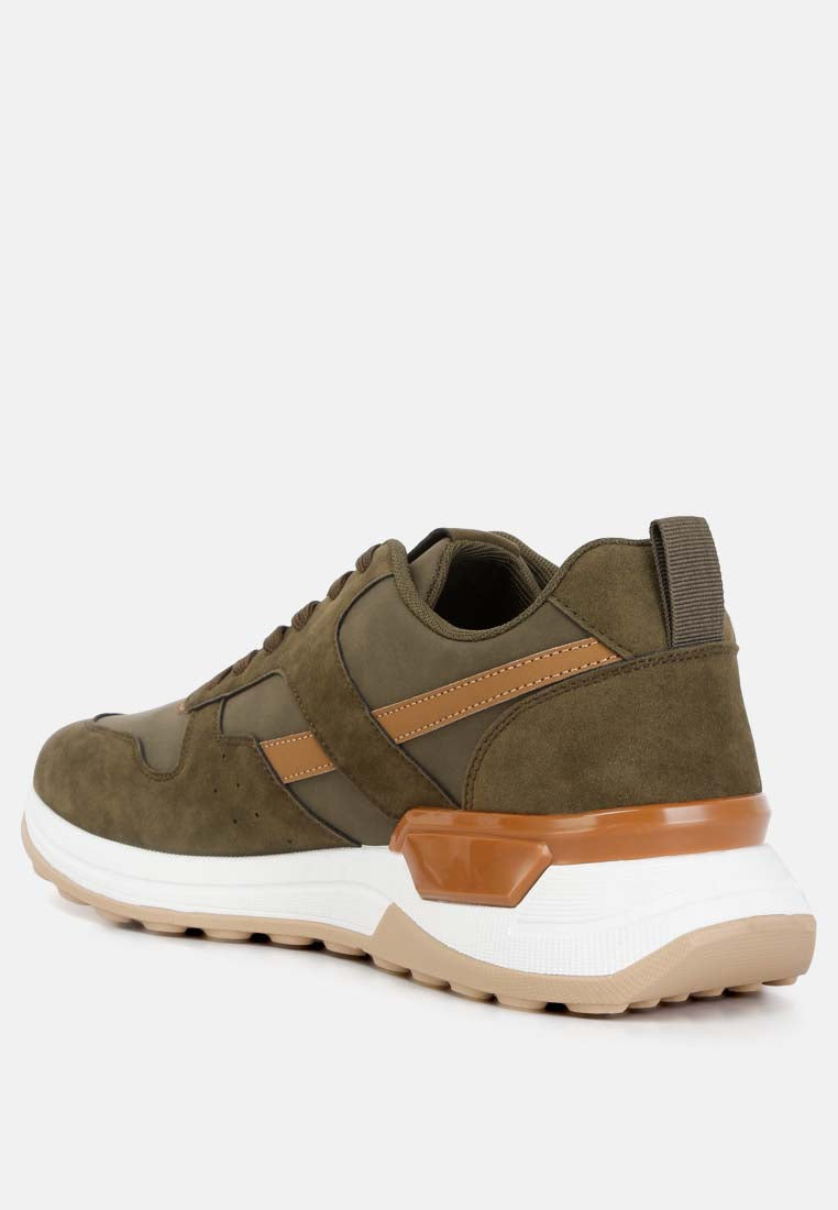 suede paneling detail sneakers#color_khaki