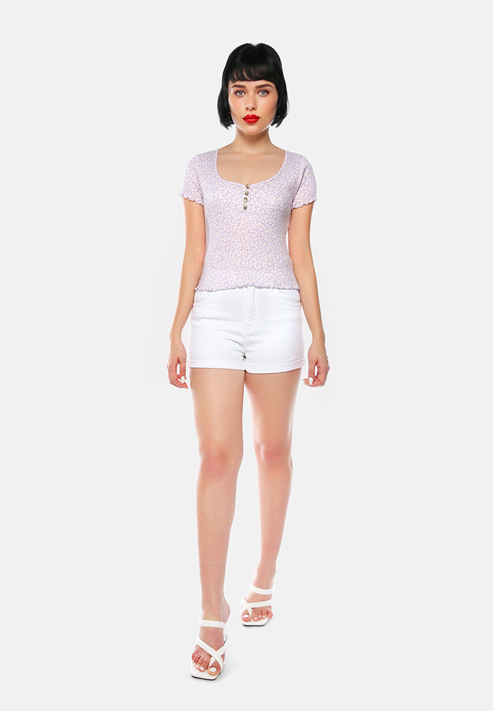 summer print casual top#color_purple-floral