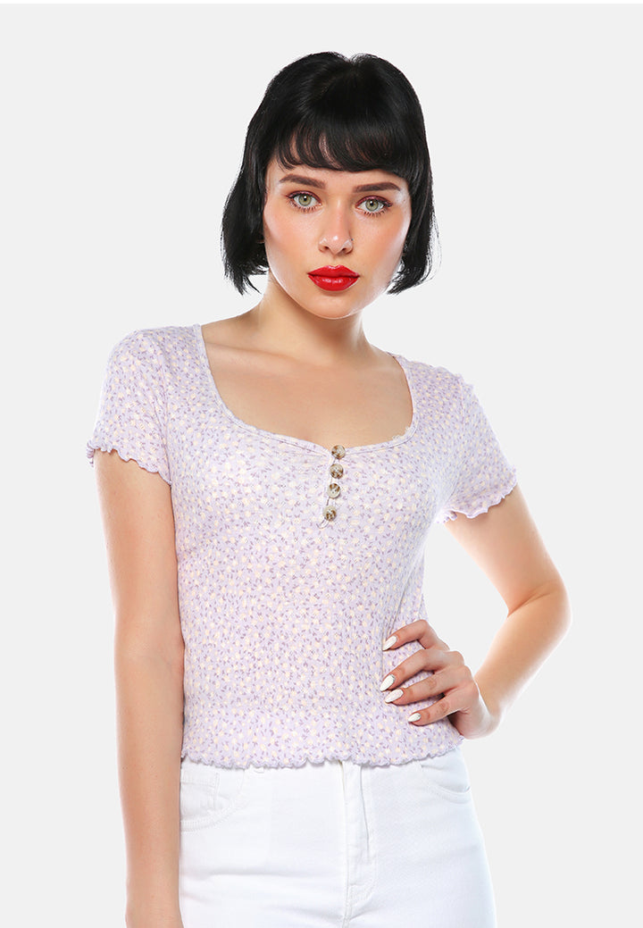 summer print casual top#color_purple-floral