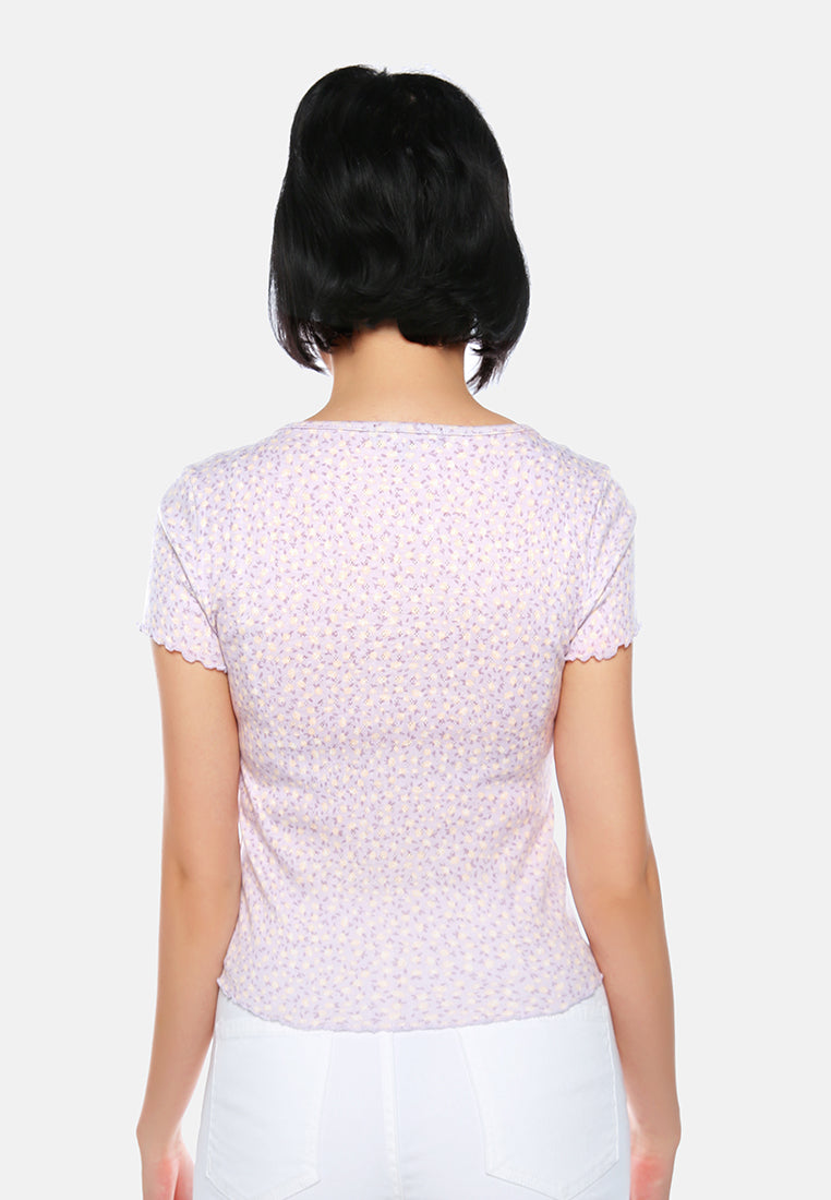 summer print casual top#color_purple-floral