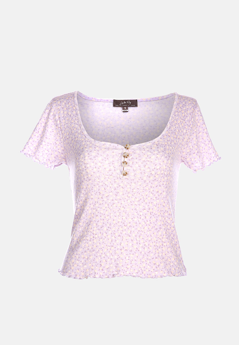 summer print casual top#color_purple-floral