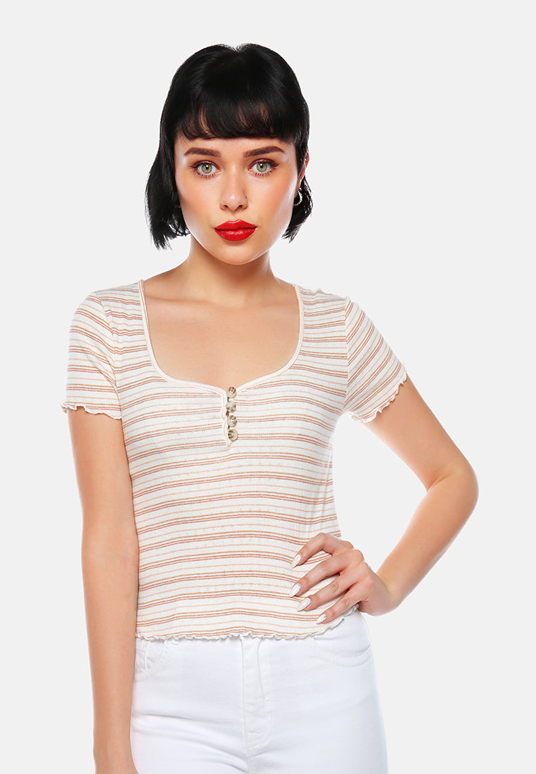 summer print casual top#color_ivory-stripe