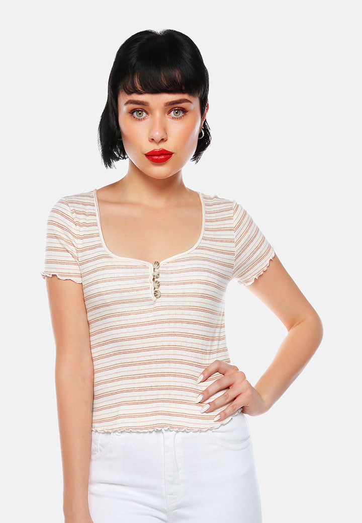 summer print casual top#color_ivory-stripe