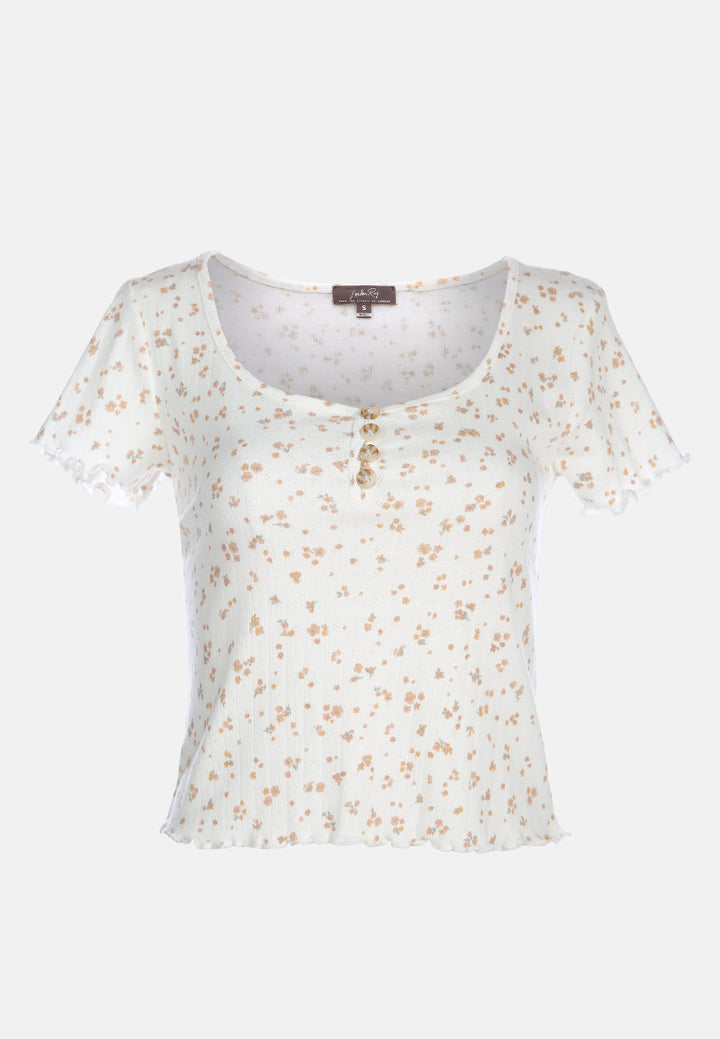 summer print casual top#color_ivory-ditsy