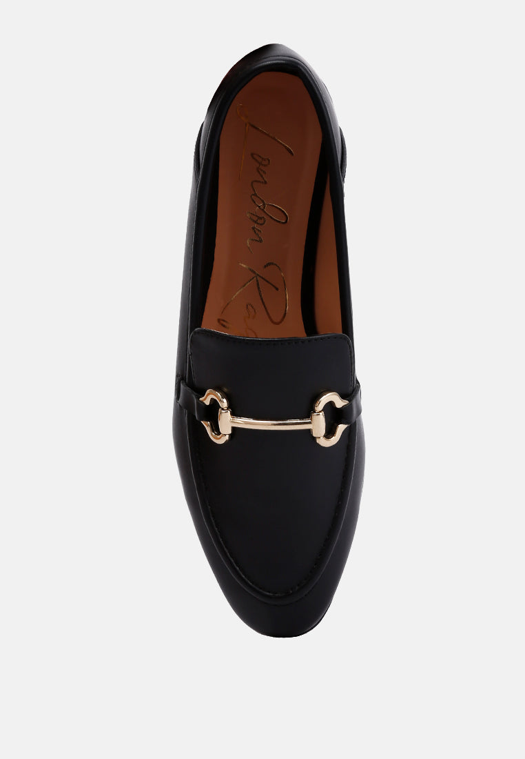 horsebit embellished faux leather loafers by ruw#color_black