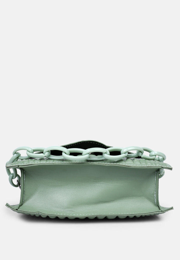 textured envelop sling bag#color_mint