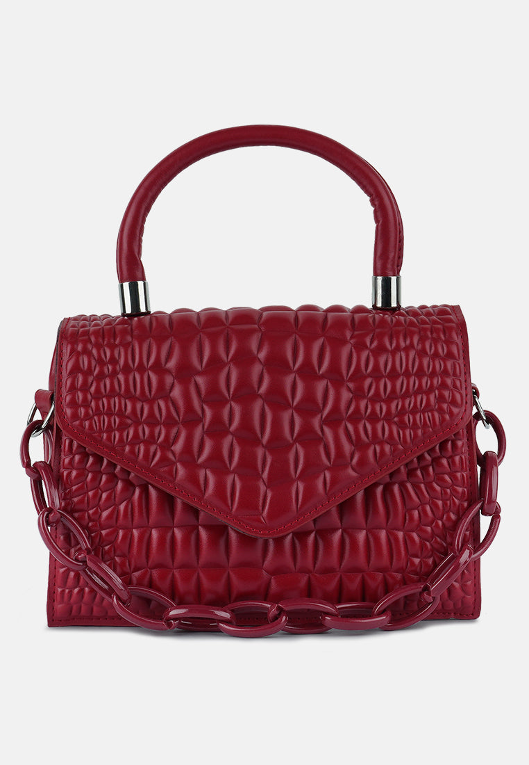 textured envelop sling bag#color_pink