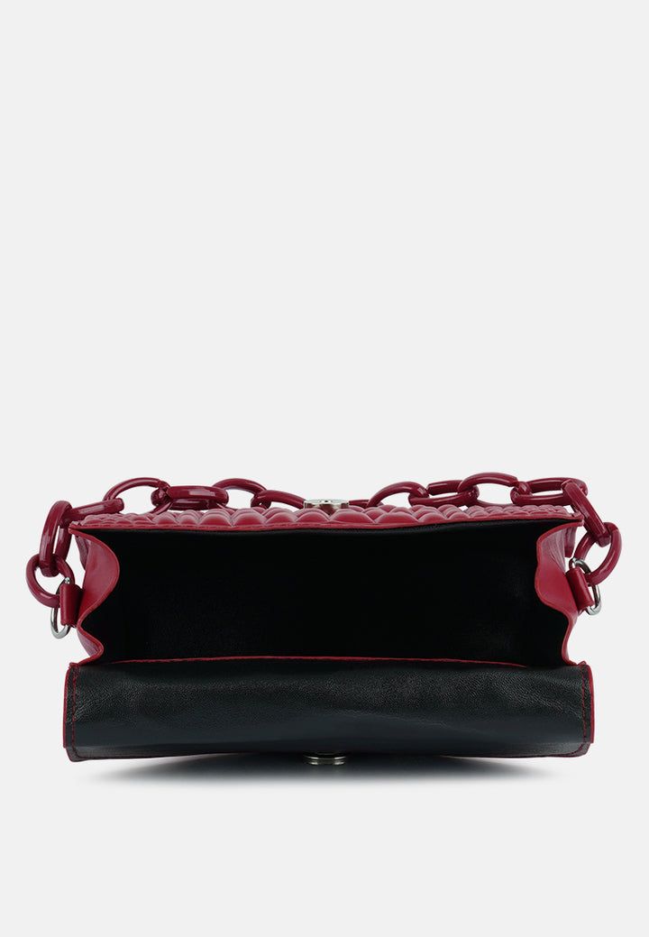 textured envelop sling bag#color_pink
