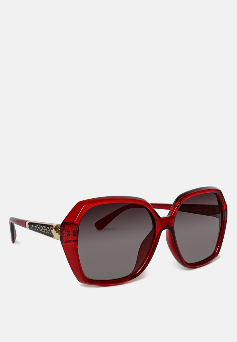 the fierce hexagonal ombre sunglasses#color_red-grey