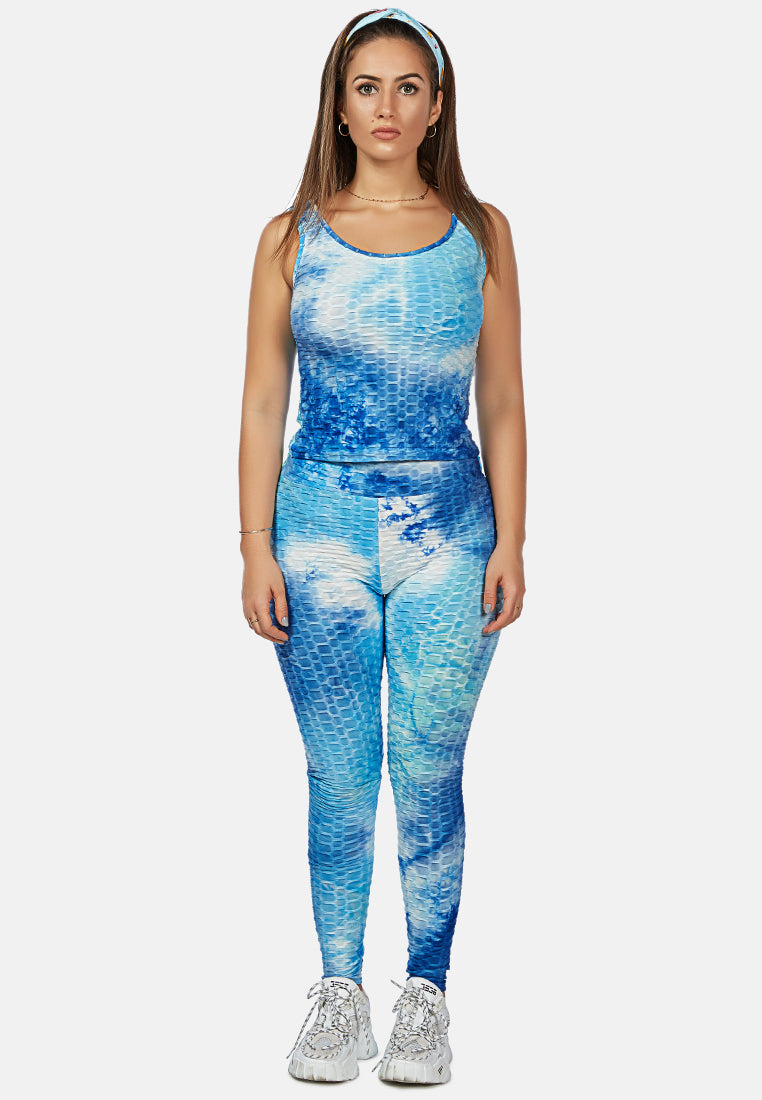 tie dye fitness yoga co-ord set#color_blue