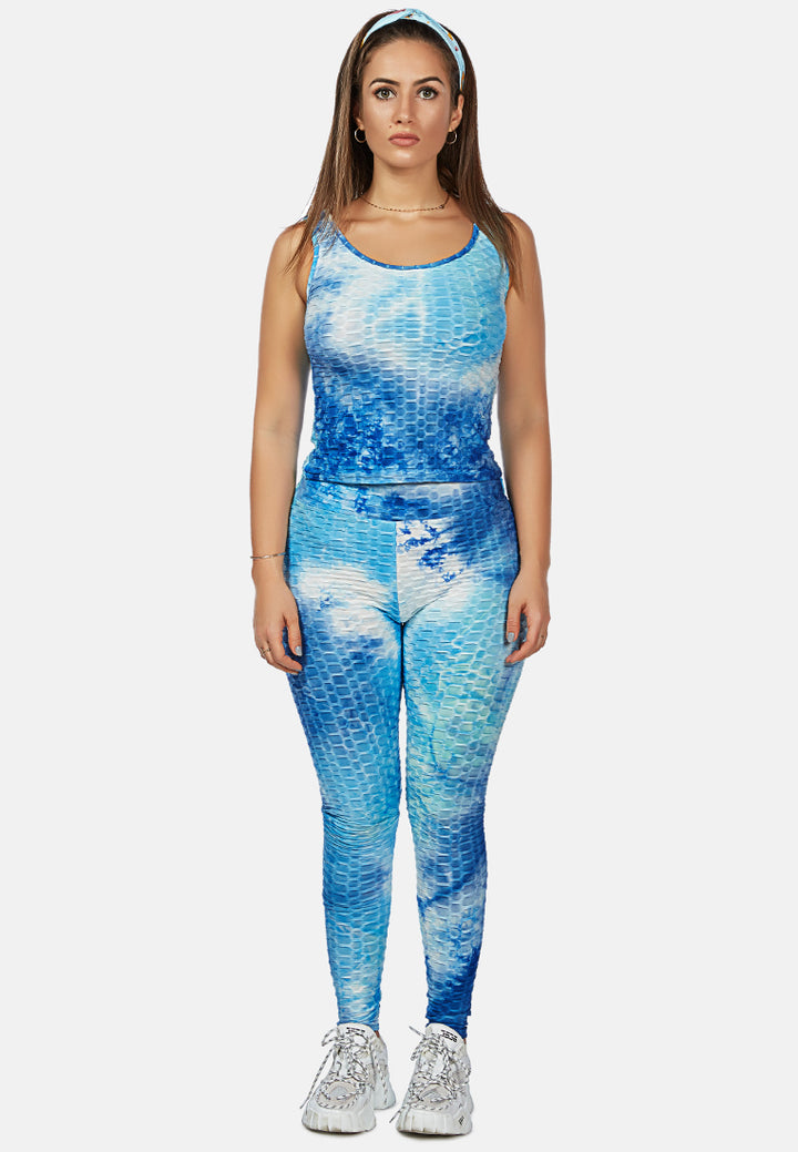 tie dye fitness yoga co-ord set#color_blue