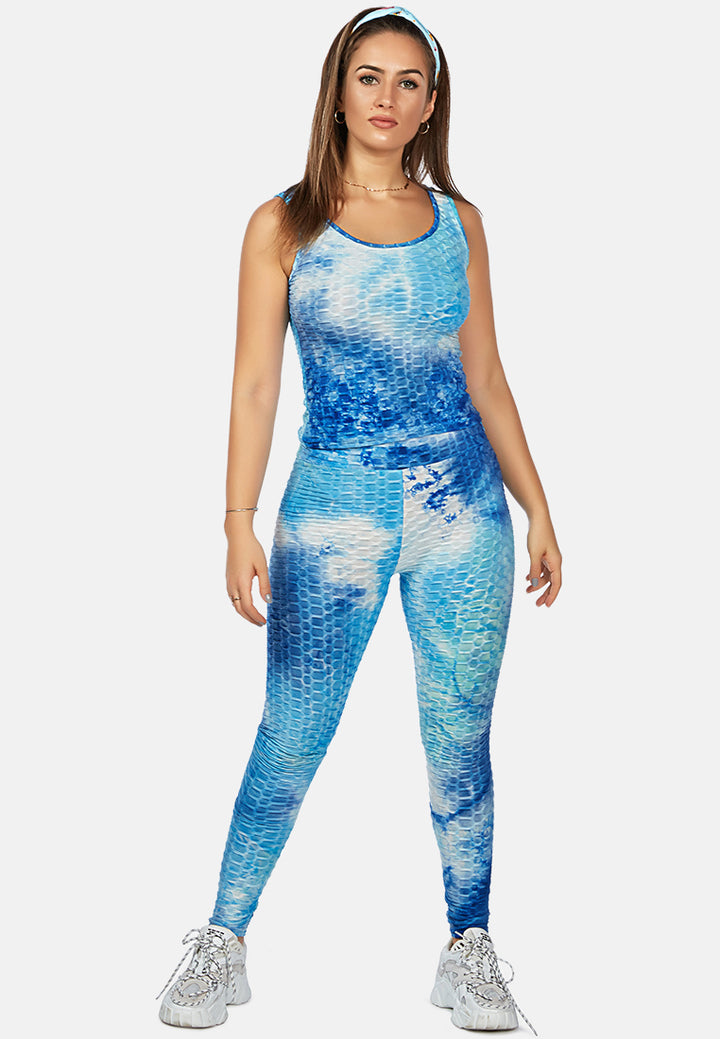 tie dye fitness yoga co-ord set#color_blue