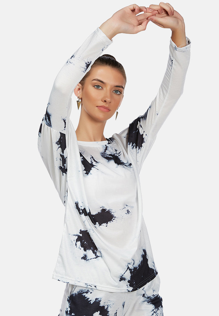 tie dye full sleeve top#color_blue-white