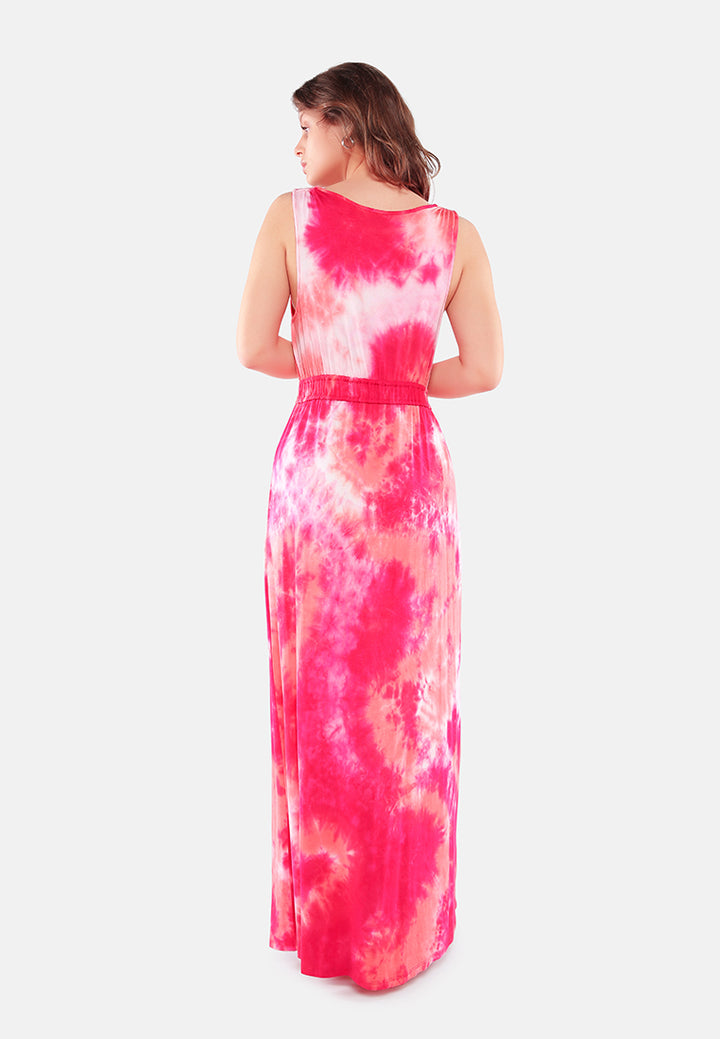 tie dye summer maxi dress#color_fuchsia-coral