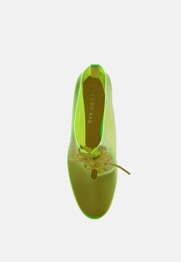 toni clear lace-up ankle boots with block heel#color_neon-green
